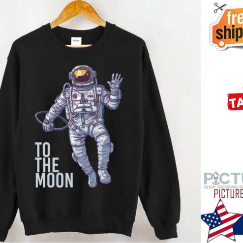 Bitcoin Astronaut To The Moon Light Text Shirt