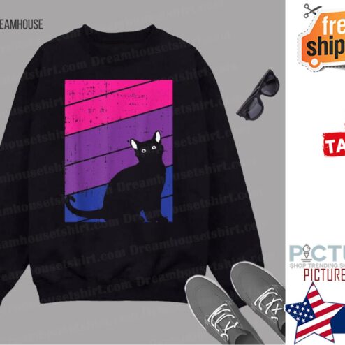 Black Cat Bi Sexual Pride Kitten Lover LGBT Q Proud Ally Bi shirt
