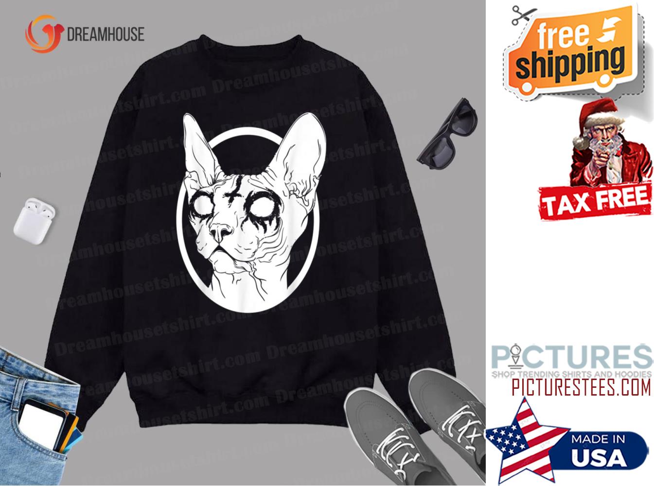 Black Metal Sphynx Cat I Goth and Death Metal Sweatshirt