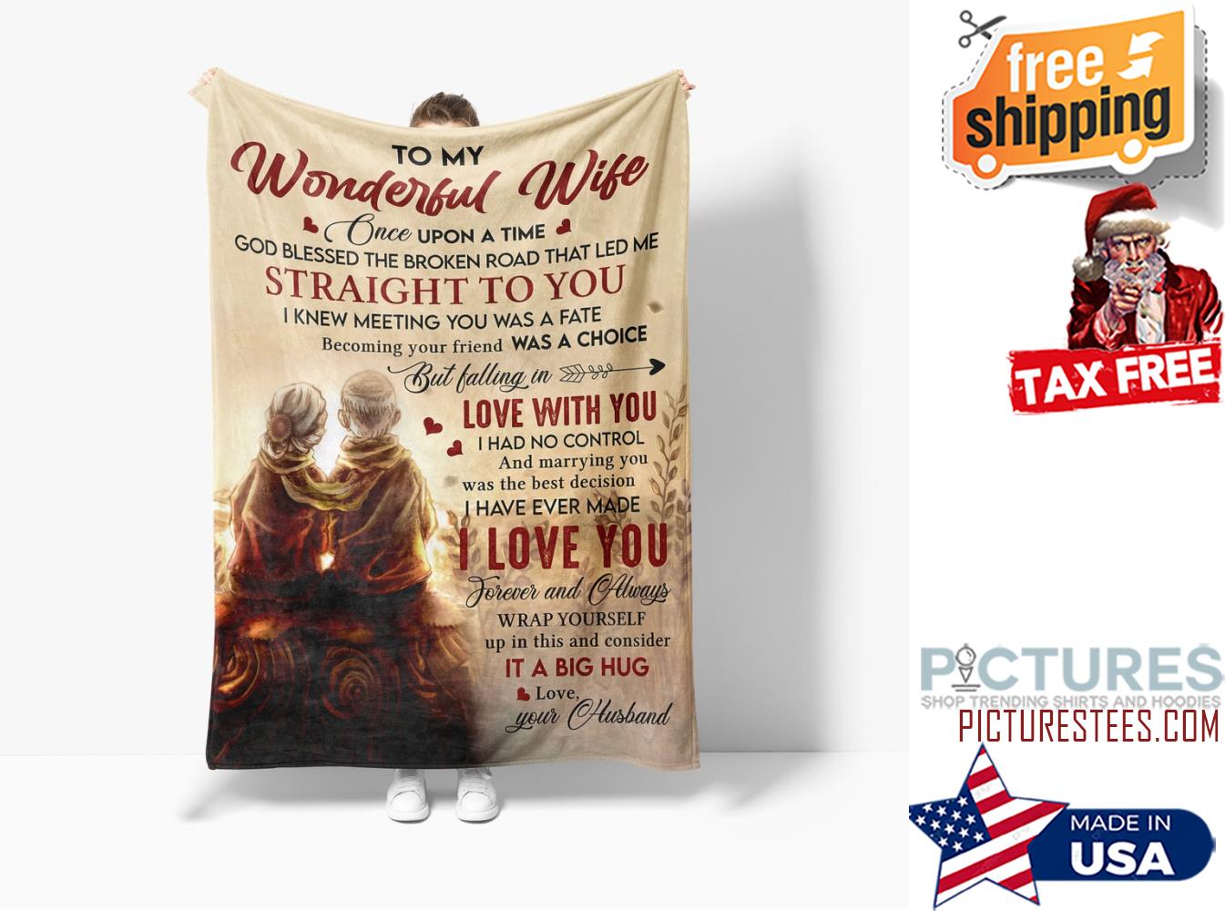Blankets For Gift, Couple Husband To Wife Once Upon A Time Fleece Blanket