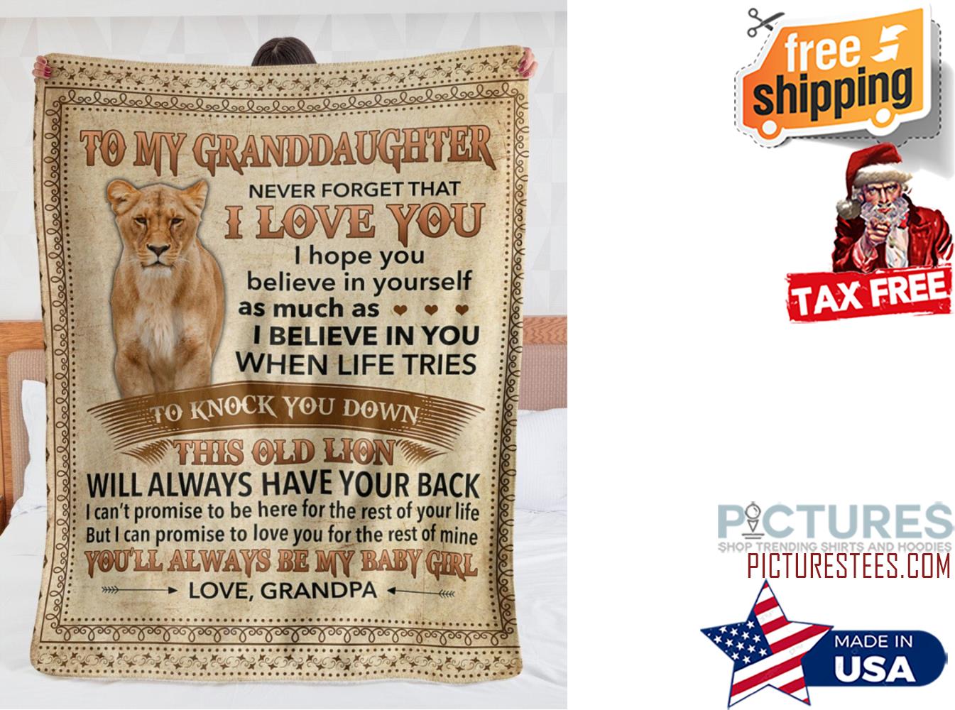 Blankets For Gift, Lion To My Granddaughter Never Forget That Grandpa Fleece