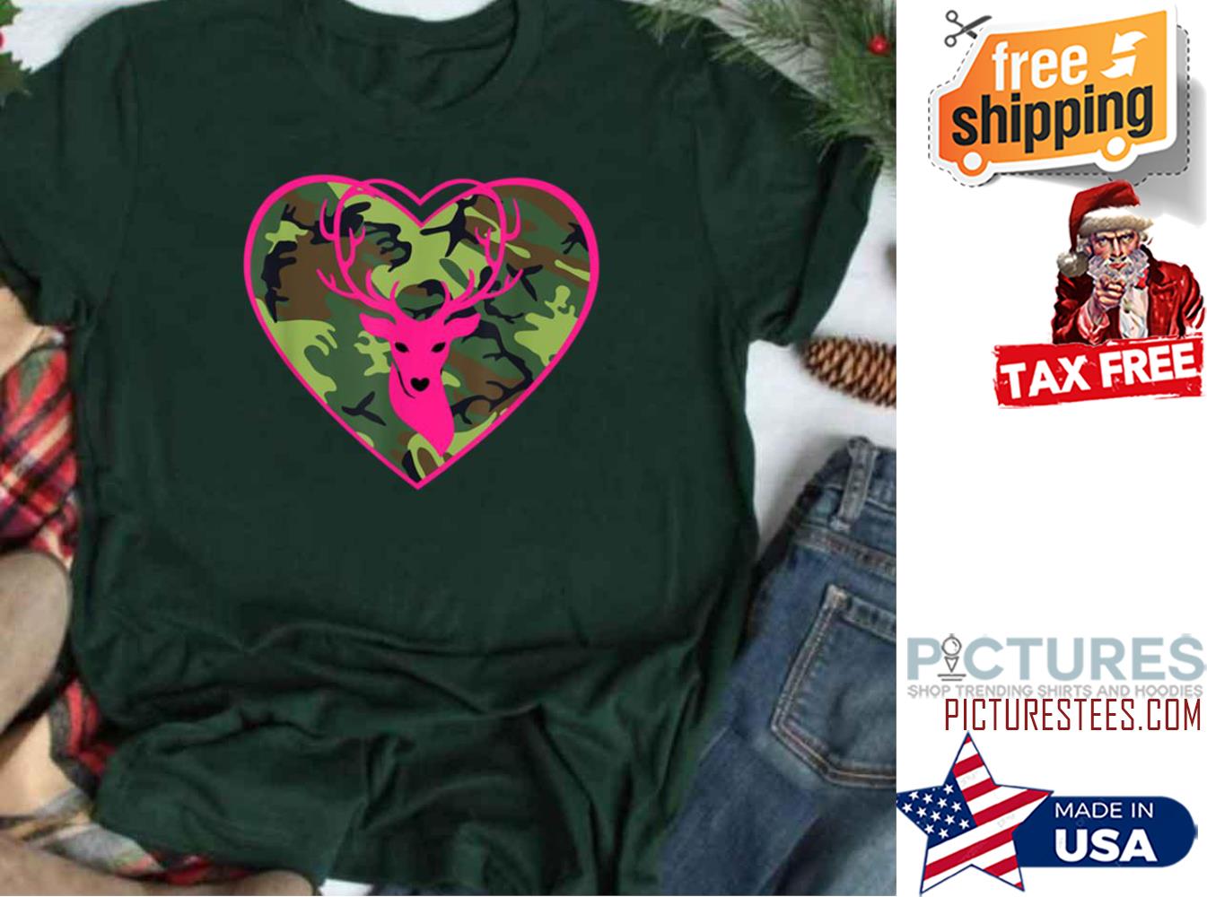 Camo Hunting Wife Hunter Heart Shirt