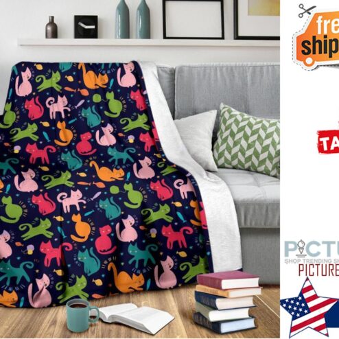 Cat Blanket, Cat Throw Blanket, Cat Fleece Blanket, Cat Adult Blanket, Cat Kid Blanket