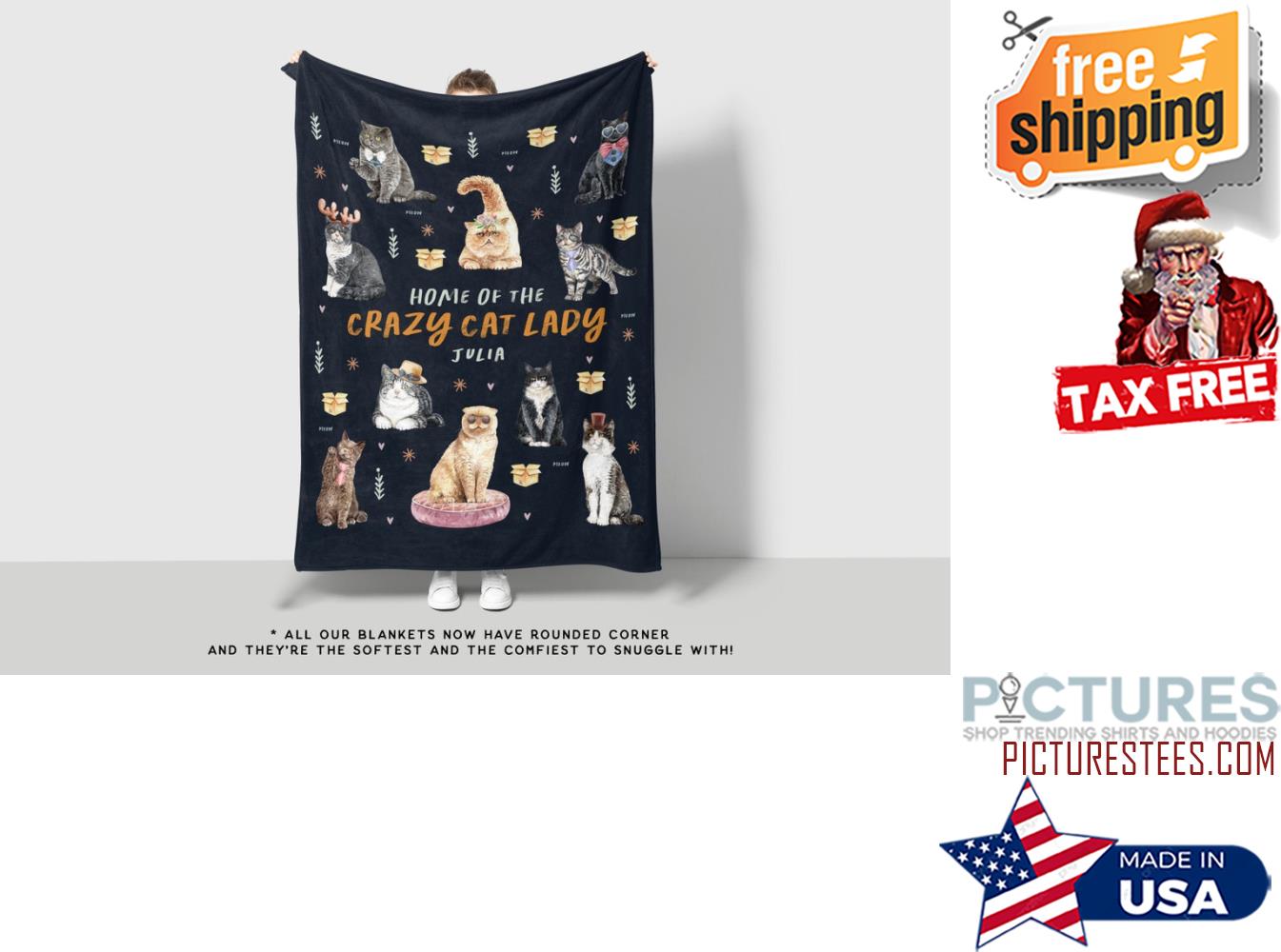Cat Blanket Gift for Crazy Cat Lady Blanket