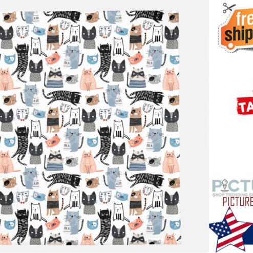Cat Pattern Fleece Blanket, Cat Blanket, Soft Blanket