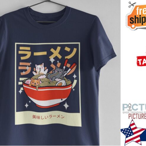 Cat Ramen Shirt, Cute Ramen Cats Shirts For Women, Kittens Dad Tee, Gift Cat Shirt