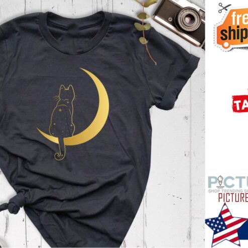 Cat Shirt, Moon Shirt, Kitty Shirt, Cat in the Moon Shirt, Magical Cat Shirt, Cat Lover Tee, Christmas Gift for Her, Cat Sitting On Moon Shirt