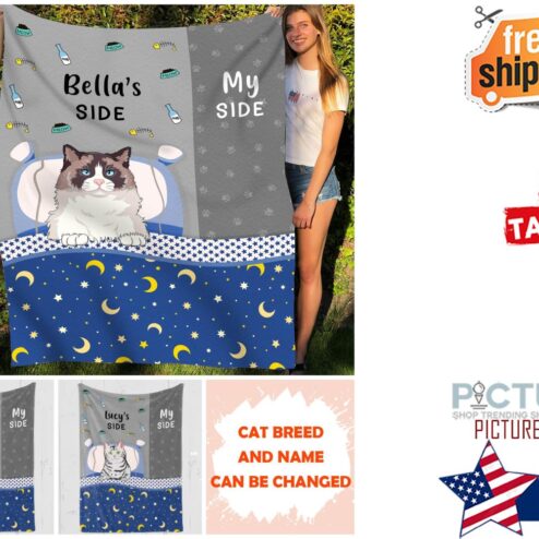 CAT SIDE MY SIDE PERSONALIZED CUSTOM BLANKET