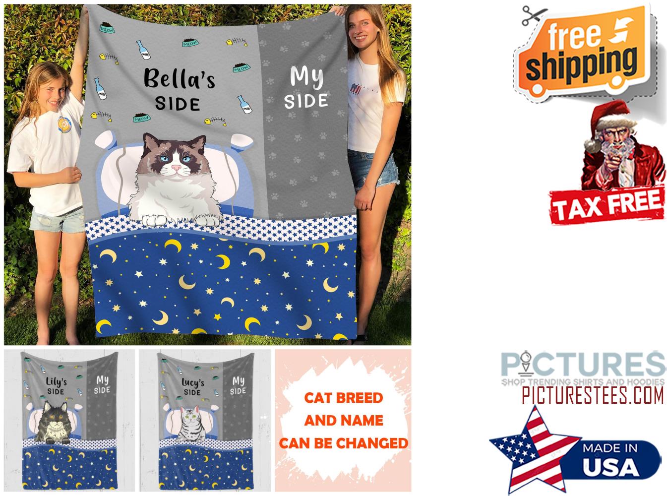 CAT SIDE MY SIDE PERSONALIZED CUSTOM BLANKET