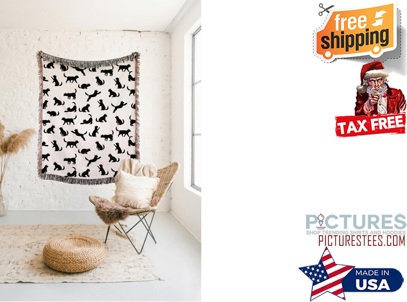 Cat Throw Blanket, Woven Cotton Throw, Cute Gift For Cat Or Pet Lover Cat Decor Funny Cat Housewarming Cat Lover Gift Animal Print Blanket
