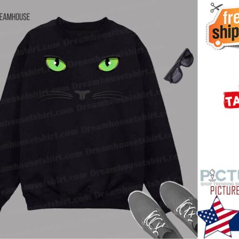 Catastic Apparel Black Cat Green Eyes shirt