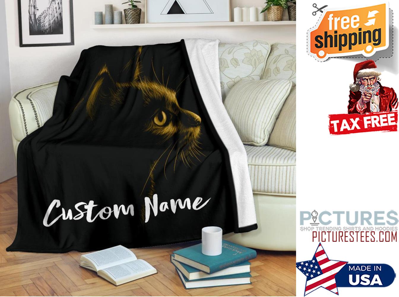 cat print throw blanket