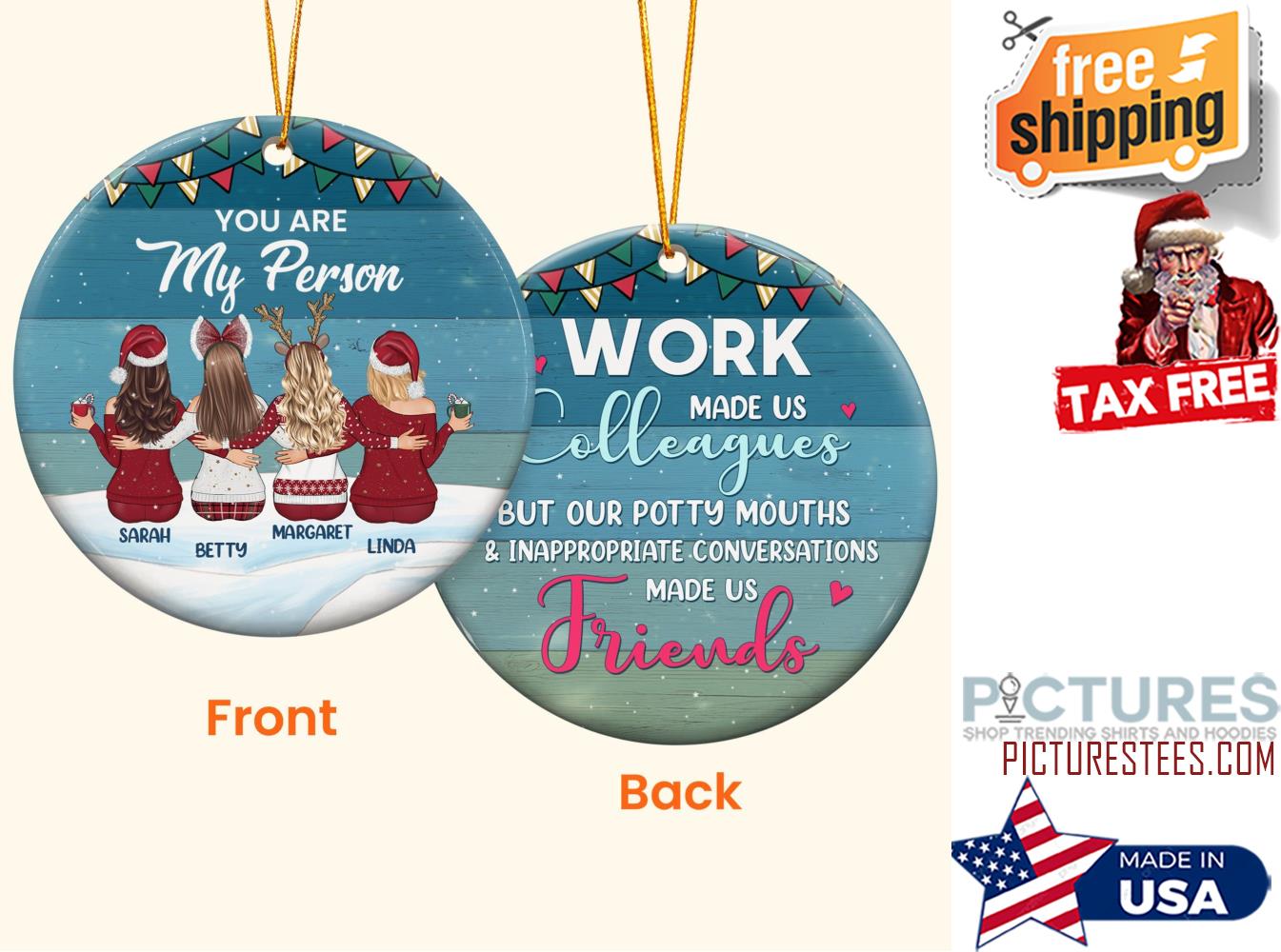 Chance Made us Colleagues Personalized Two Sided Ceramic Ornament