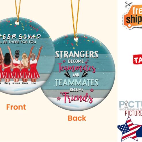 Cheerleader Besties Personalized Two Sided Ceramic Ornament