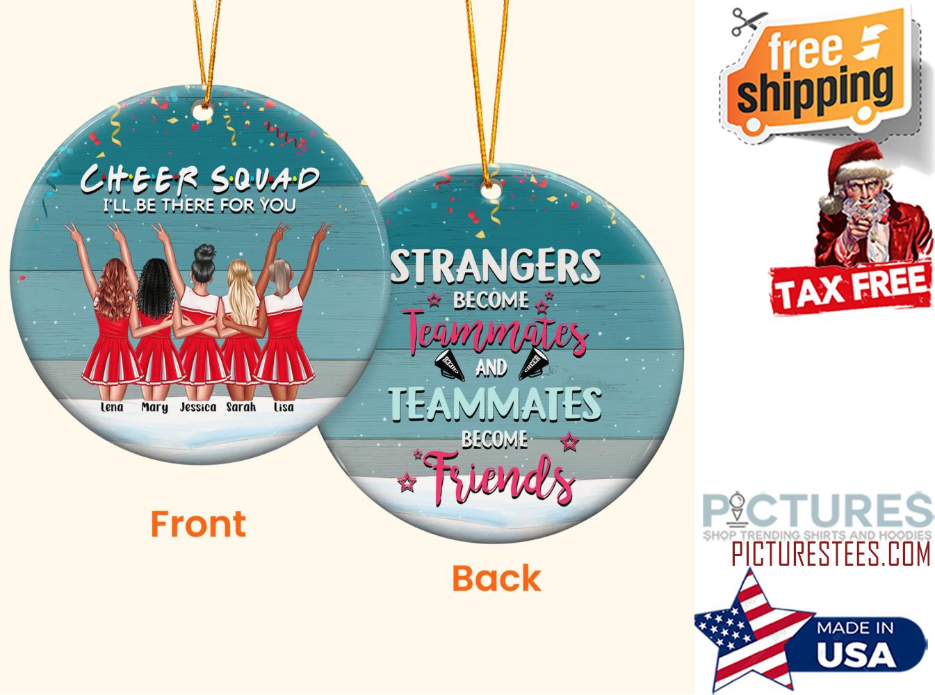 Cheerleader Besties Personalized Two Sided Ceramic Ornament