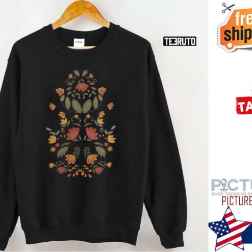 Cottage Core Hygge Botanical Flowers Scandinavian Folk Art Norwegia Shirt