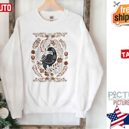 Cottagecore Folk Art Scandinavian Boho Bird Shirt