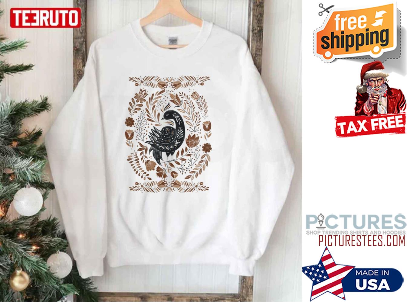 Cottagecore Folk Art Scandinavian Boho Bird Sweatshirt