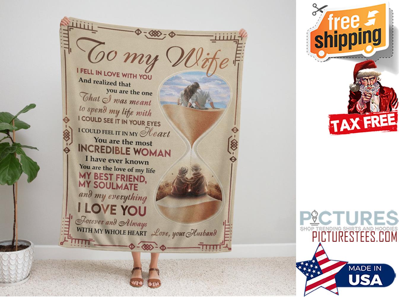 Couple Hourglass Art  To My Wife I Fell In Love With You Fleece Blanket