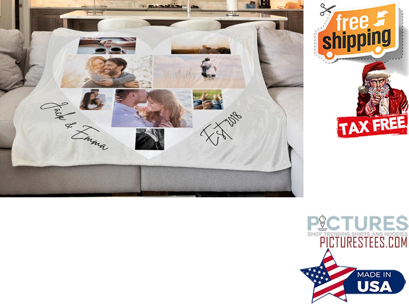 Couple picture custom wedding gift for newlyweds couples wedding anniversary blanket