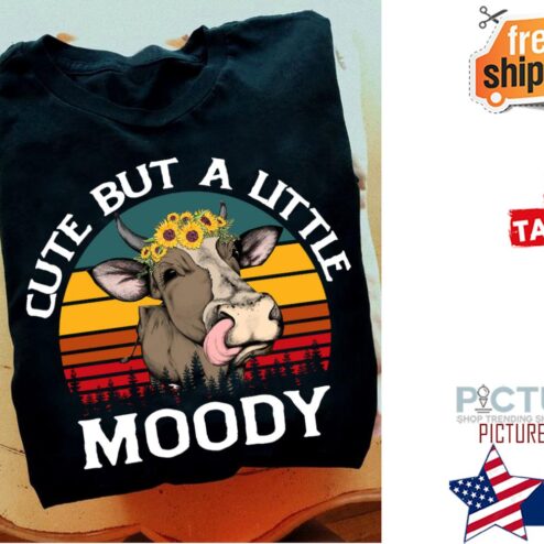 Cow cute but a little moody retro sunset vintage shirt