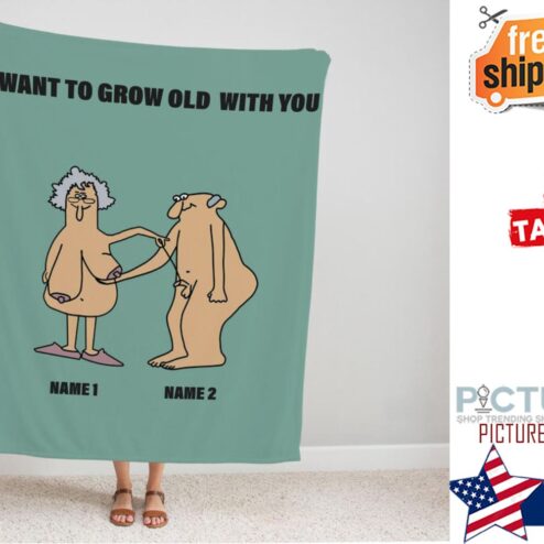 Custom Blanket for Valentines Day Gift, Old Couple Fleece Blanket, Comfy Blanket