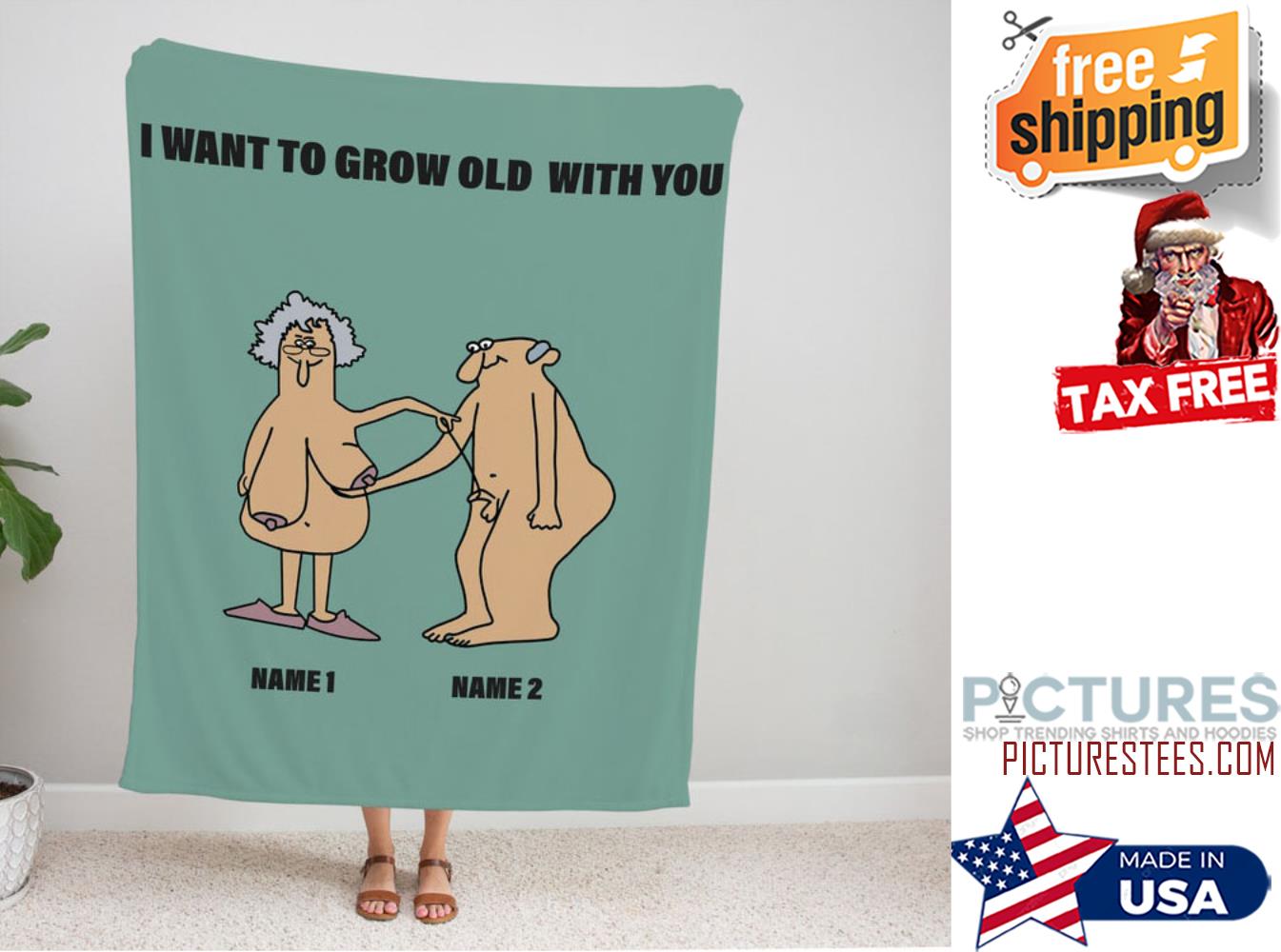 Custom Blanket for Valentines Day Gift, Old Couple Fleece Blanket, Comfy Blanket
