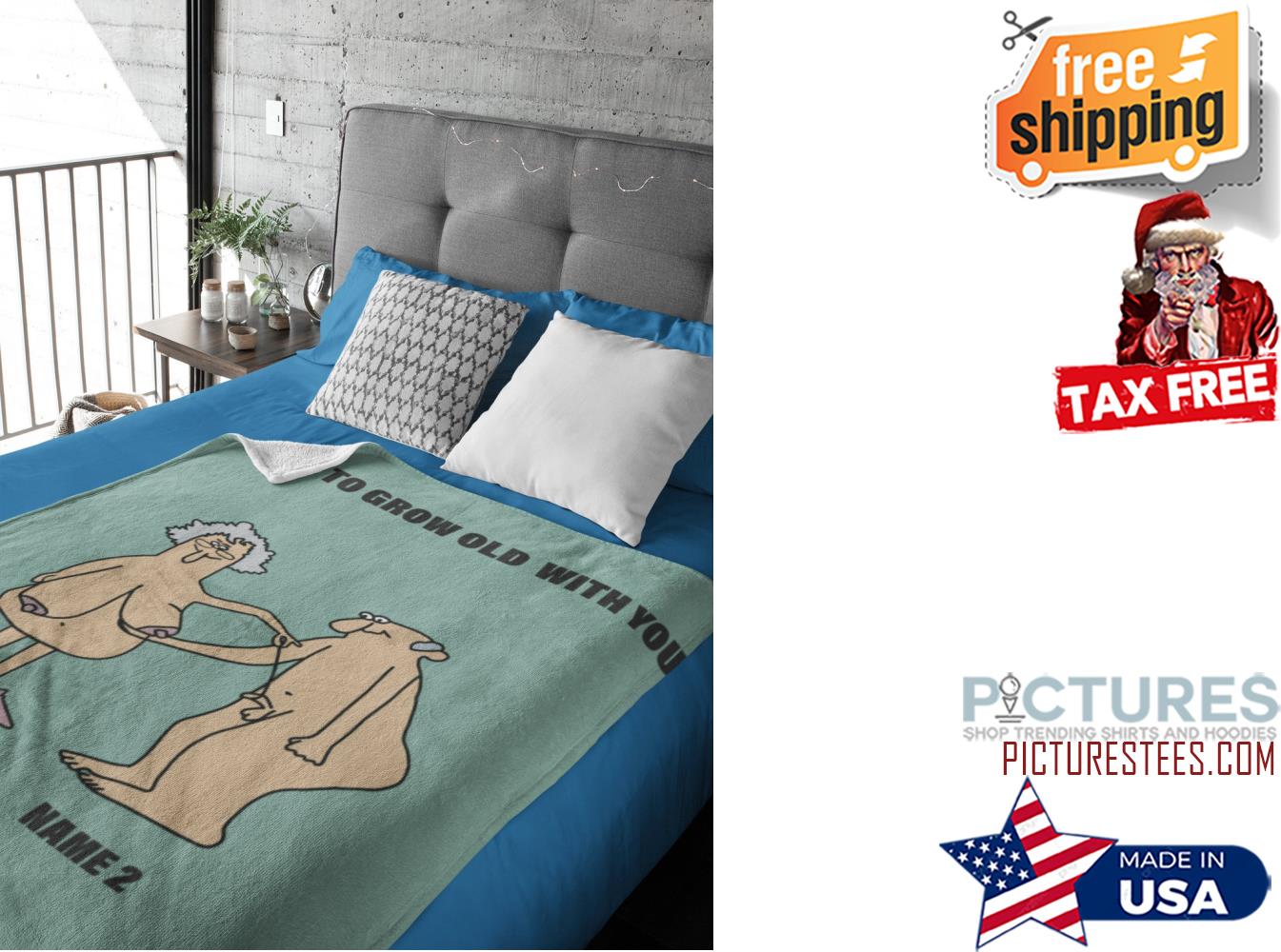 Custom Blanket for Valentines Day Gift, Old Couple Fleece Blanket