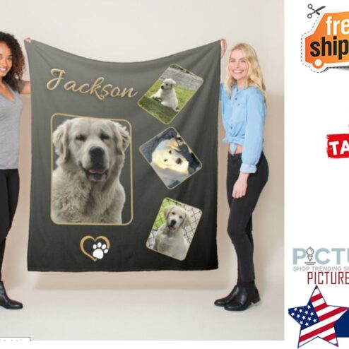 Custom Dog Face And Name Blankets, Dog Blankets, Photo Gifts, Dog Keepsake,Your Dog On A Blanket