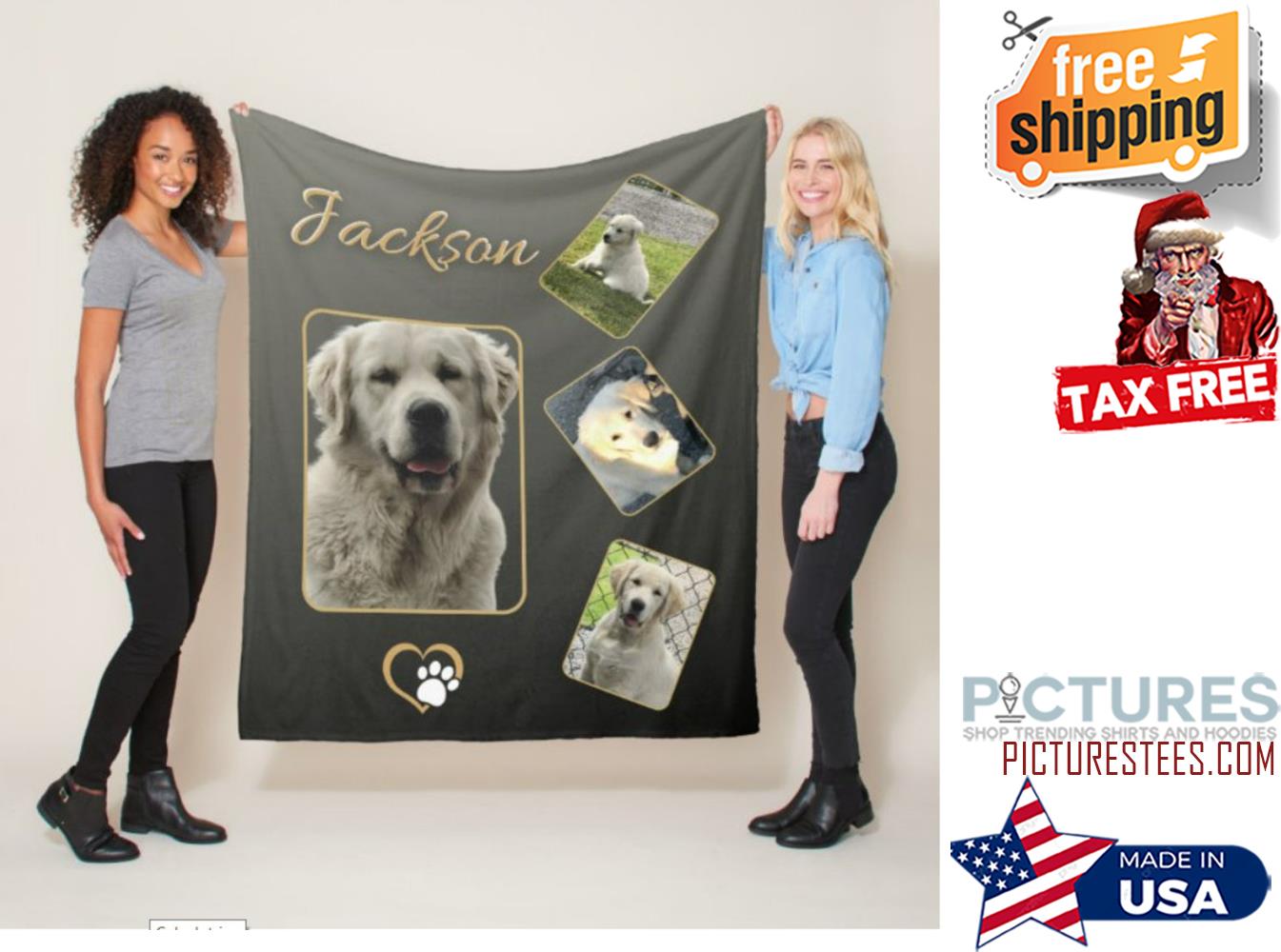 Custom Dog Face And Name Blankets, Dog Blankets, Photo Gifts, Dog Keepsake,Your Dog On A Blanket