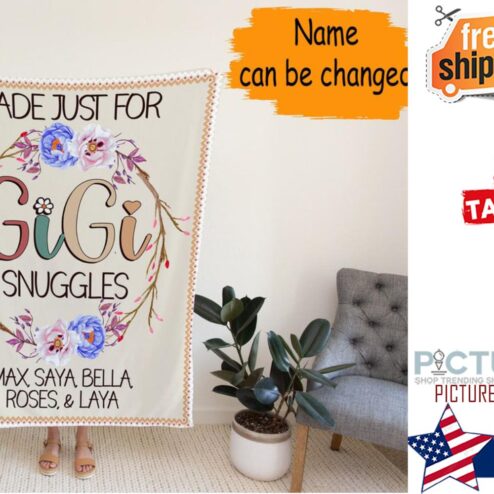Custom Grandchildren names Gigi Blanket, Personalized Made Just For Gigi Snuggles Blanket