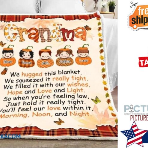 Custom Name Nana And Grandkids We Huggedhis Blanket Sherpa Fleece Blanket
