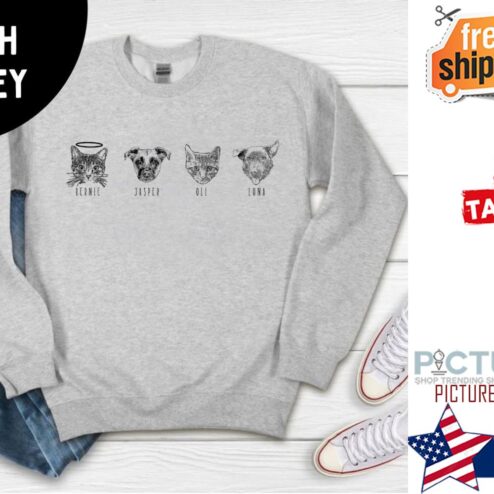 Custom Pet Face Portrait Crewneck Shirt