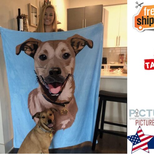 Custom Pet Fleece Blanket Custom Pet Portrait Blanket, Dog Custom Blanket, Pet Blanket