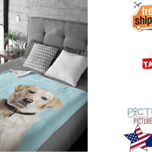 Custom Pet Photo Blanket, Pet Memorial Gift, Dog Photo Blanket,Personalized Blanket