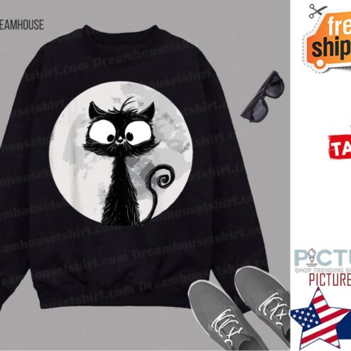 Cute Cat In Front Of Moon shirt