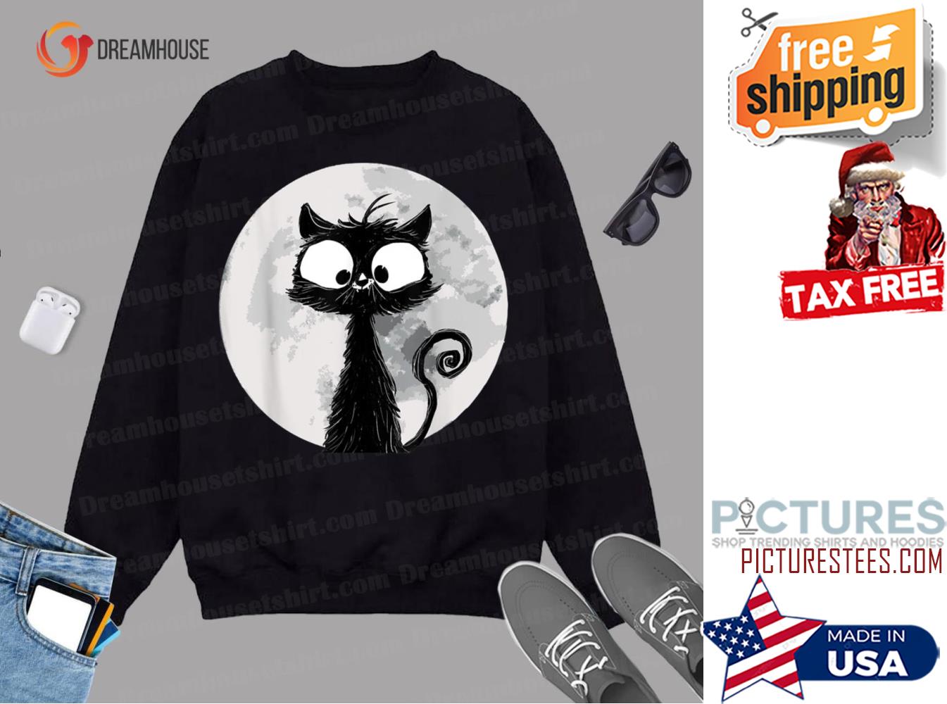Cute Cat In Front Of Moon Sweatshirt