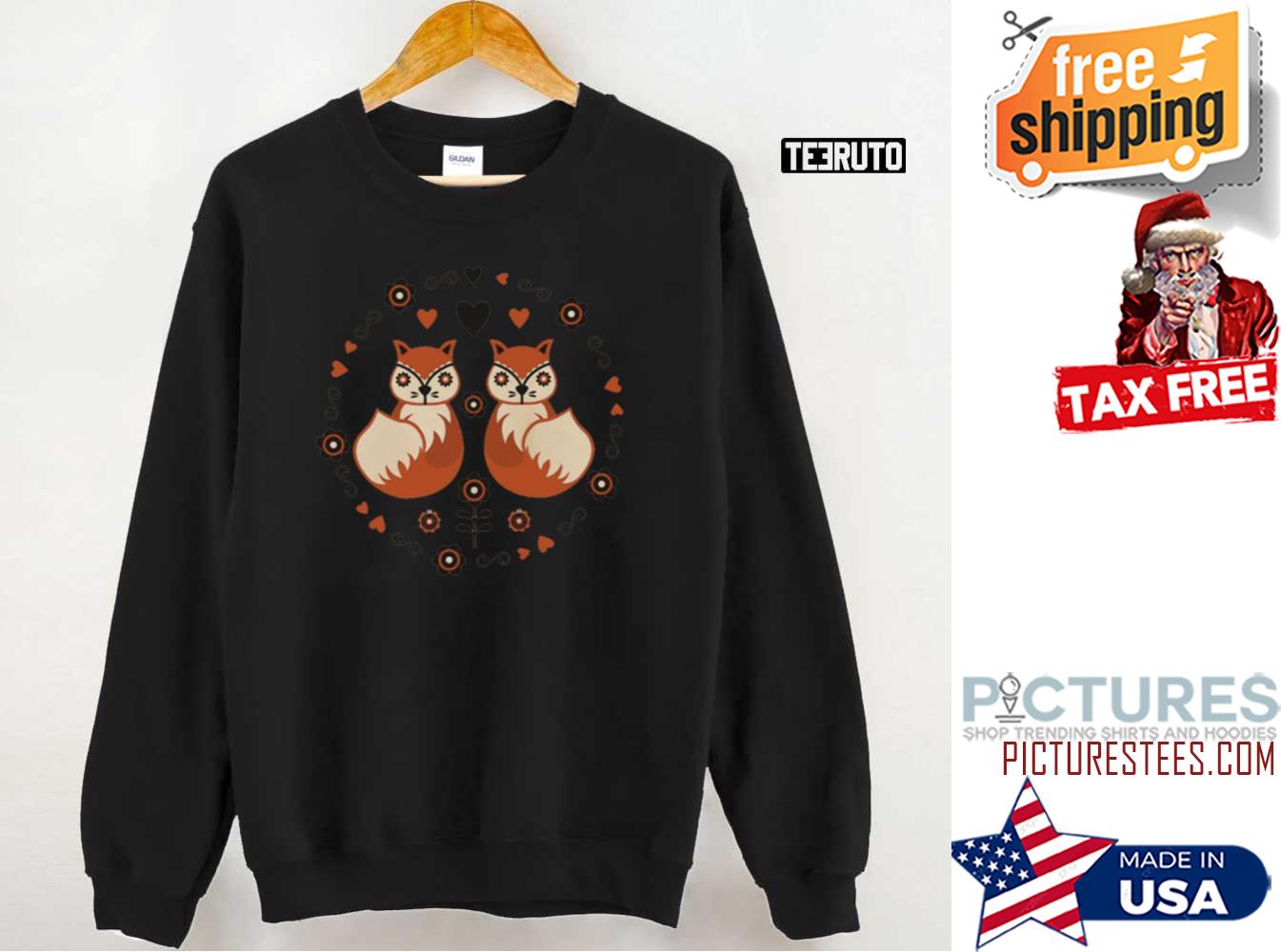 Cute Fox Cottagecore Aesthetic Vintage Botanical Scandinavian Folk Art Sweatshirt