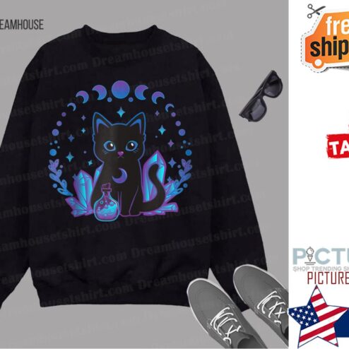 Cute Witchy Black Cat Crystal Alchemy Kawaii Pastel Goth shirt