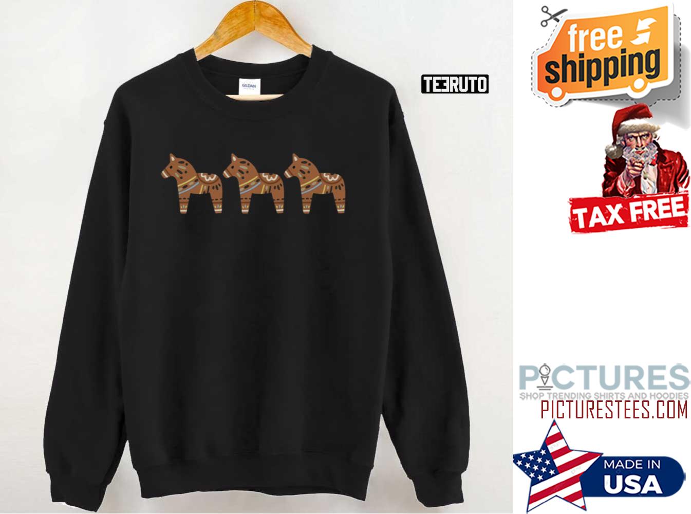 Dala Horse Scandinavian Swedish Folk Art Holiday Sweatshirt
