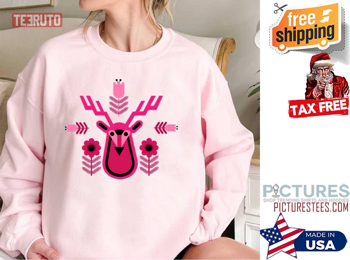 Deer Heads Nordic Folk Art Scandinavian Folk Swedish Sweatshirt