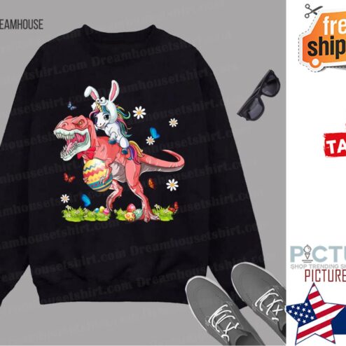 Dinosaur Easter Day Unicorn Riding rex Bunny Costume Gift shirt