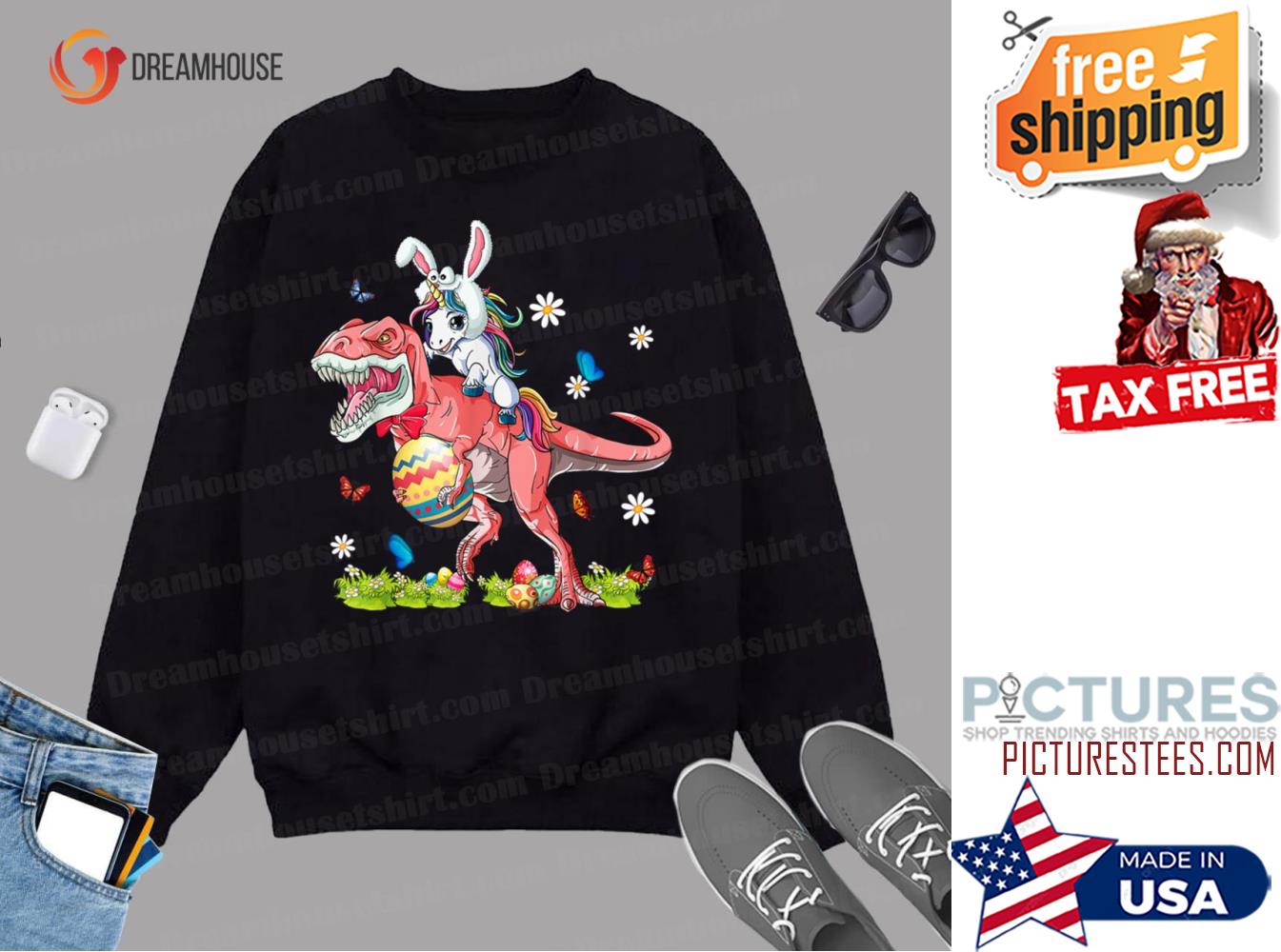 Dinosaur Easter Day Unicorn Riding rex Bunny Costume Gift Sweatshirt Dinosaur Easter Day Unicorn Riding rex Bunny Costume Gift Sweatshirt