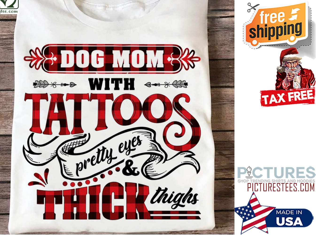 Dog mom with tattoos pretty eyes and thick thighs buffalo plaid shirt