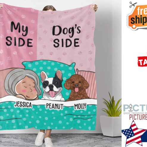 DOG SIDE MY SIDE PERSONALIZED CUSTOM FLEECE BLANKET