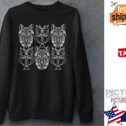 Draw Wolf And Owl Shirt