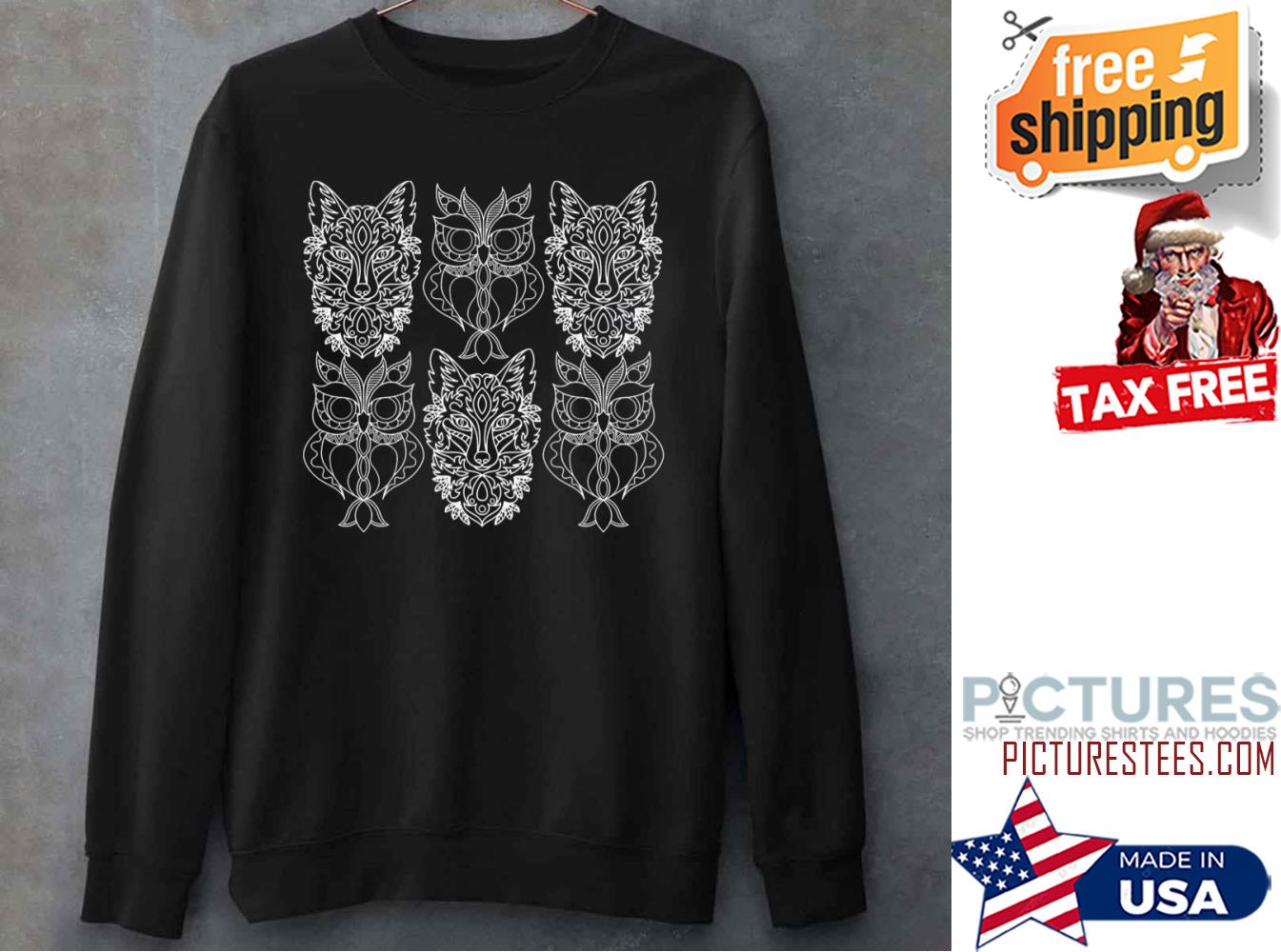 Draw Wolf And Owl Sweatshirt