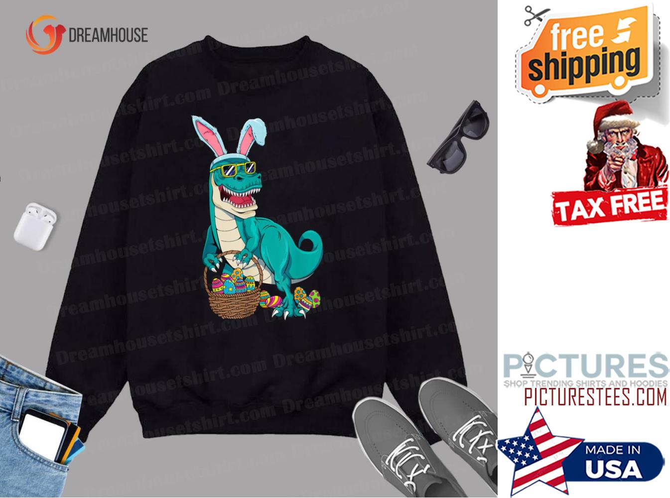 Easter Dinosaur Bunny Rex Boys Girls Kids Gift Sweatshirt