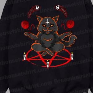 FREE shipping Evil Yarn Juggling Black Cat Devil Occult Satanic