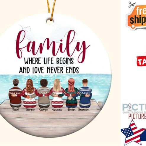 Family Where Life Begin and Love Never End Personalized Ceramic Ornament